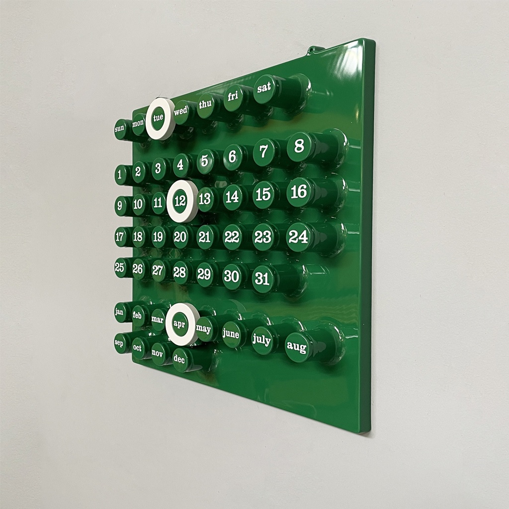 Calendario infinito verde da parete di Giorgio Della Beffa per Ring A Date, 2000 ca. 