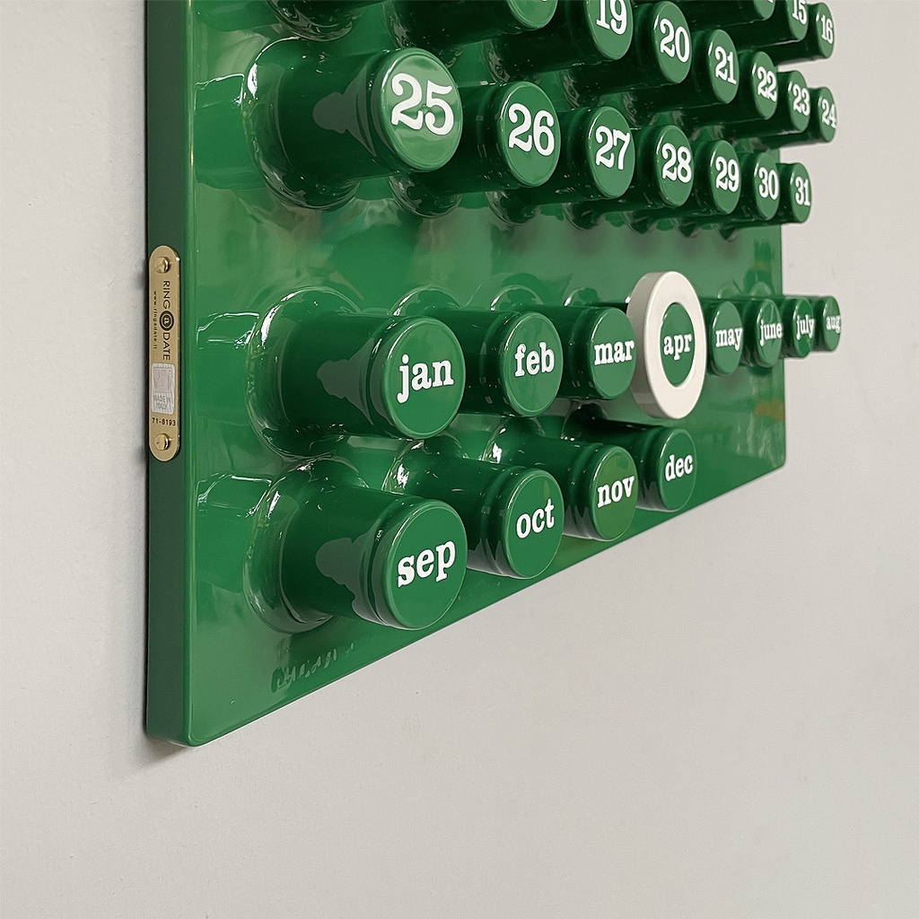 Calendario infinito verde da parete di Giorgio Della Beffa per Ring A Date, 2000 ca. 