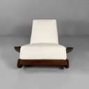 Poltrone in legno e tessuto bianco, 1970 ca.