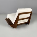 Poltrone in legno e tessuto bianco, 1970 ca.