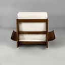 Poltrone in legno e tessuto bianco, 1970 ca.