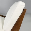 Poltrone in legno e tessuto bianco, 1970 ca.