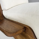 Poltrone in legno e tessuto bianco, 1970 ca.