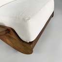 Poltrone in legno e tessuto bianco, 1970 ca.