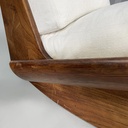 Poltrone in legno e tessuto bianco, 1970 ca.