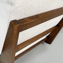 Poltrone in legno e tessuto bianco, 1970 ca.