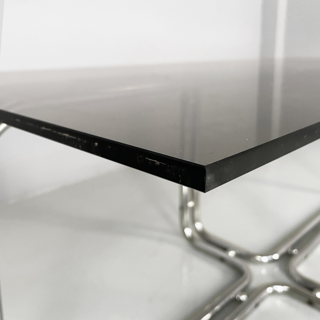 Tavolo da pranzo in vetro fumè e acciaio, 1970 ca.