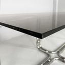 Tavolo da pranzo in vetro fumè e acciaio, 1970 ca.