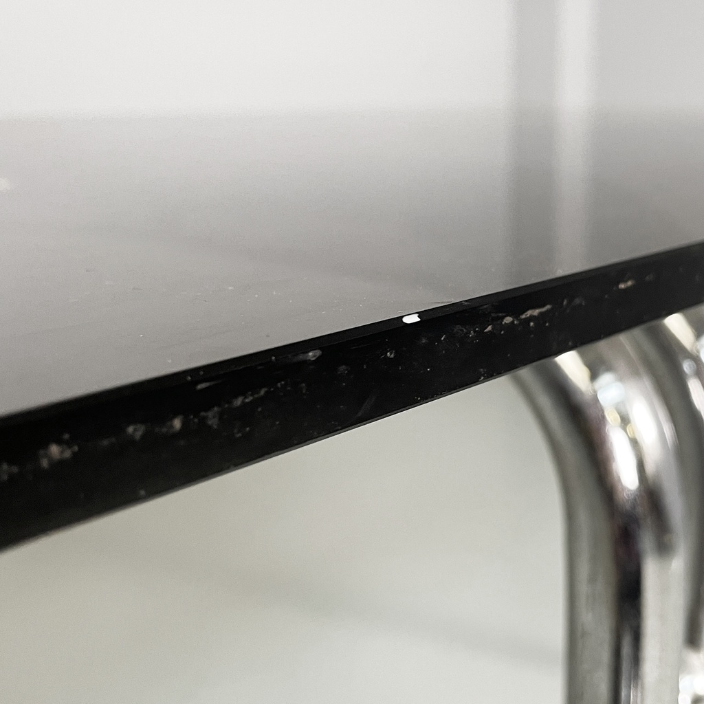 Tavolo da pranzo in vetro fumè e acciaio, 1970 ca.