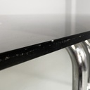 Tavolo da pranzo in vetro fumè e acciaio, 1970 ca.