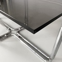 Tavolo da pranzo in vetro fumè e acciaio, 1970 ca.