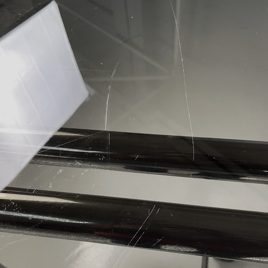 Tavolo da pranzo in vetro fumè e acciaio, 1970 ca.