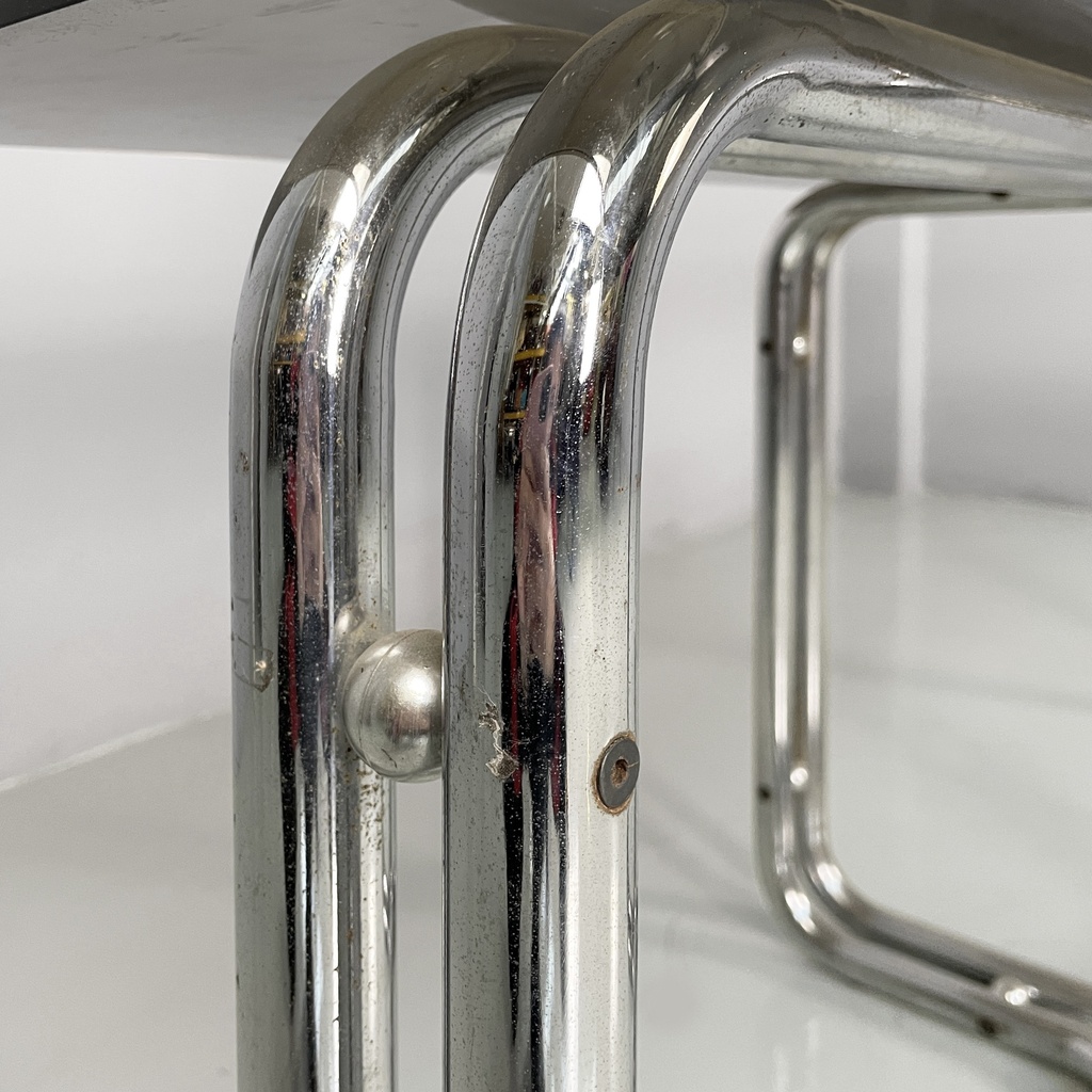 Tavolo da pranzo in vetro fumè e acciaio, 1970 ca.