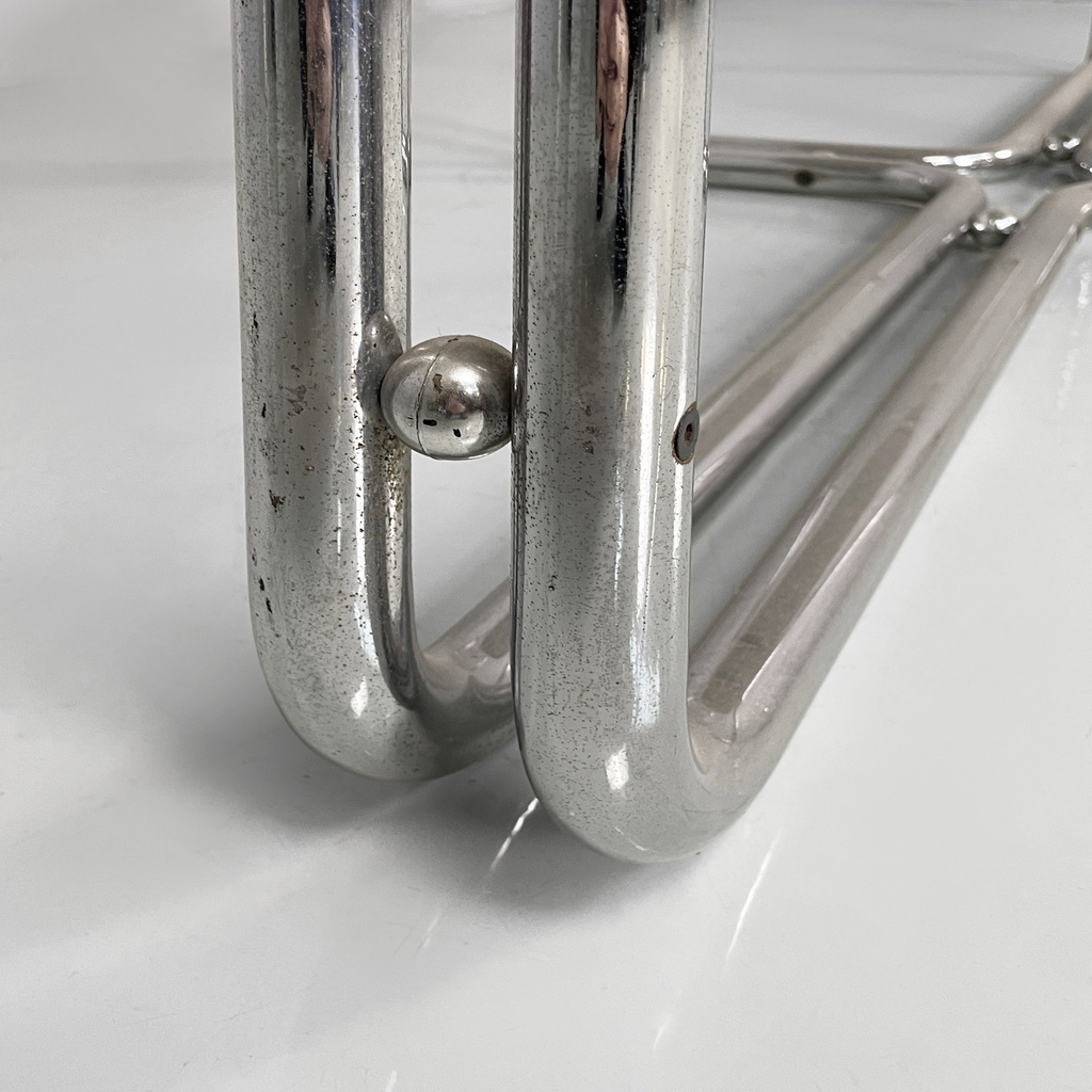 Tavolo da pranzo in vetro fumè e acciaio, 1970 ca.