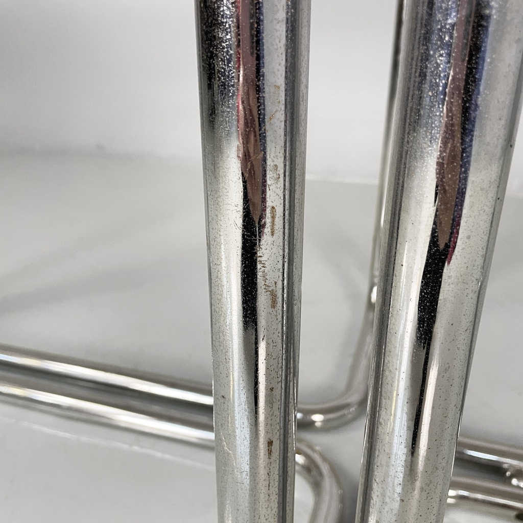 Tavolo da pranzo in vetro fumè e acciaio, 1970 ca.