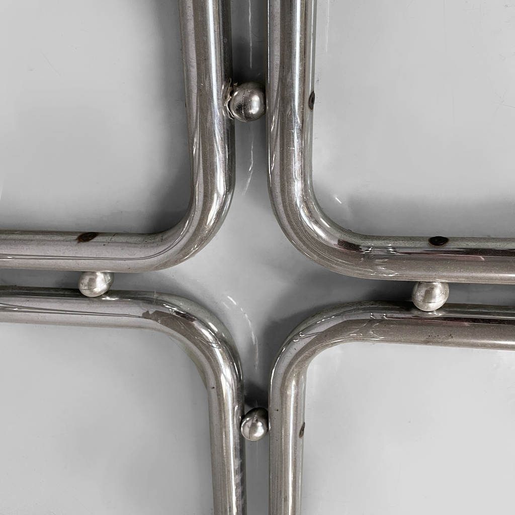 Tavolo da pranzo in vetro fumè e acciaio, 1970 ca.