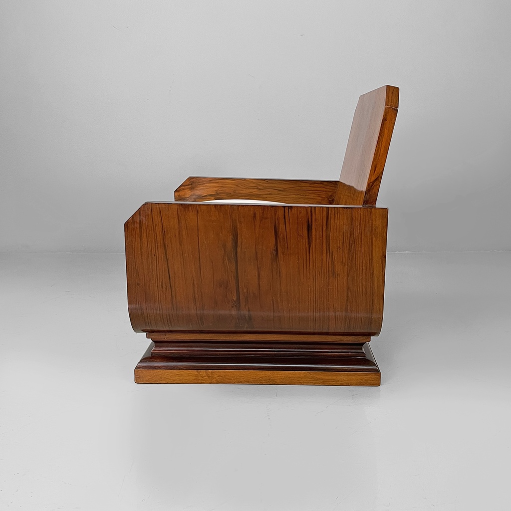 Poltrone in legno e finta pelle bianca, 1930 ca.