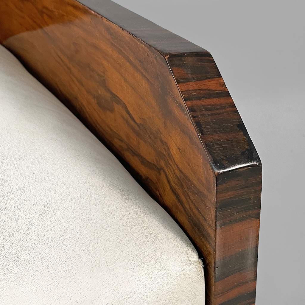 Poltrone in legno e finta pelle bianca, 1930 ca.