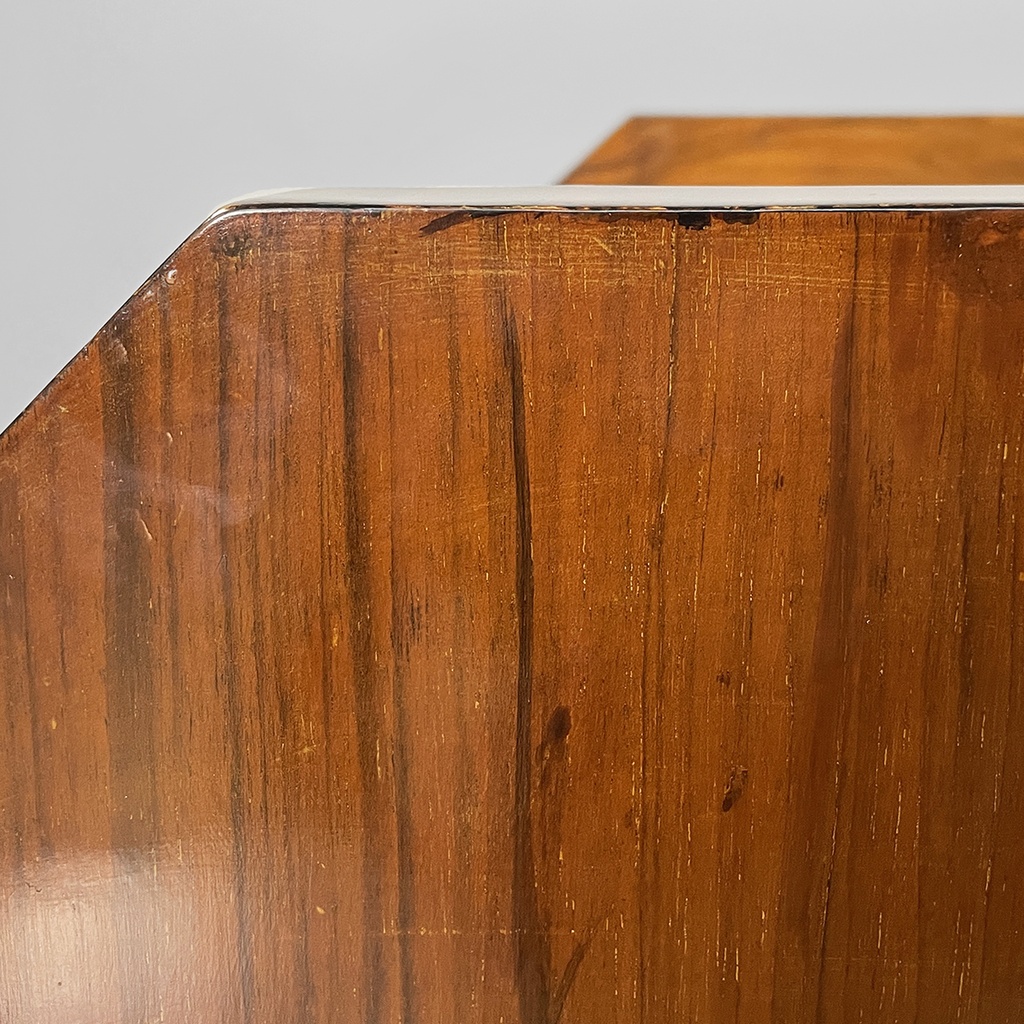 Poltrone in legno e finta pelle bianca, 1930 ca.