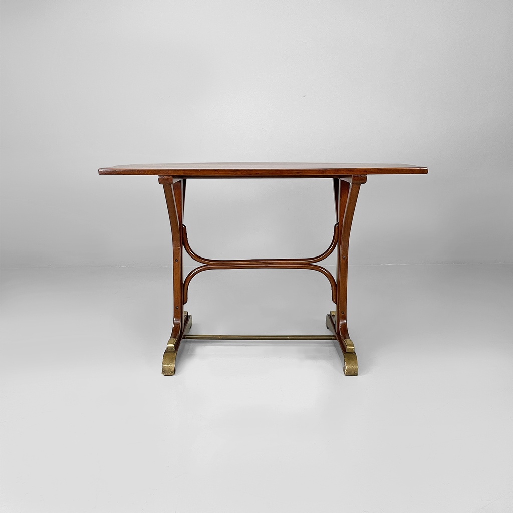 Tavoli da pranzo in legno e ottone, 1930 ca.