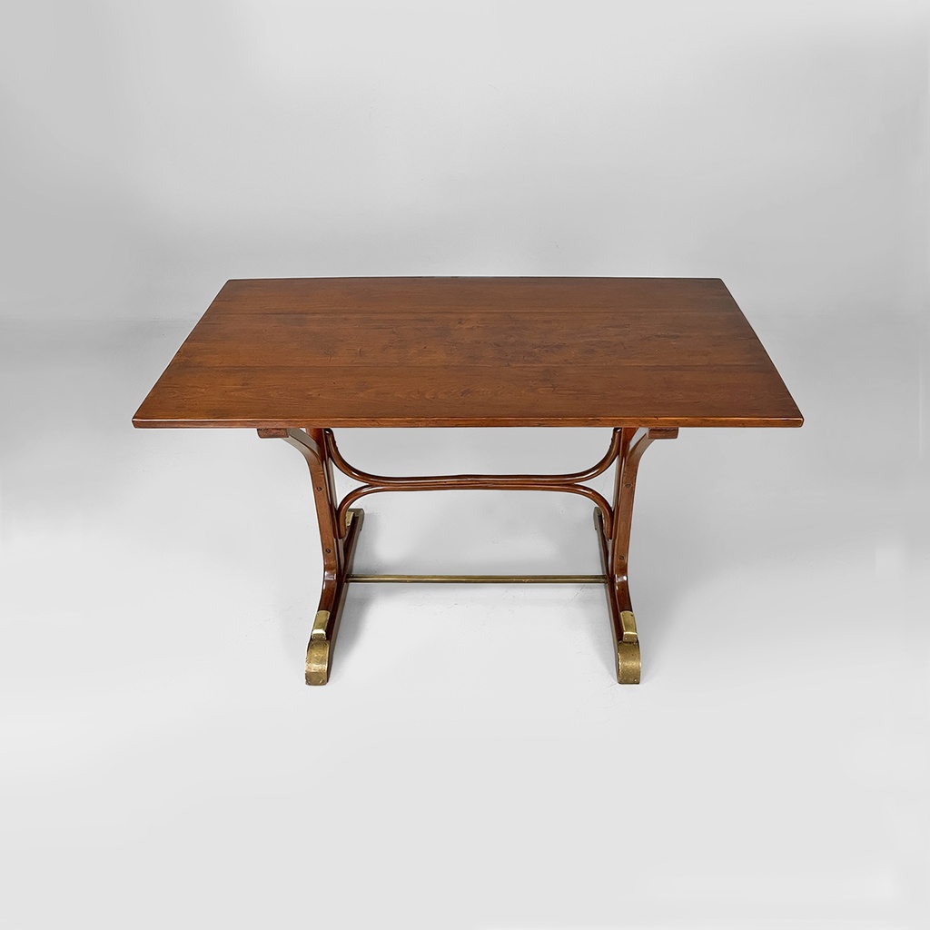 Tavoli da pranzo in legno e ottone, 1930 ca.