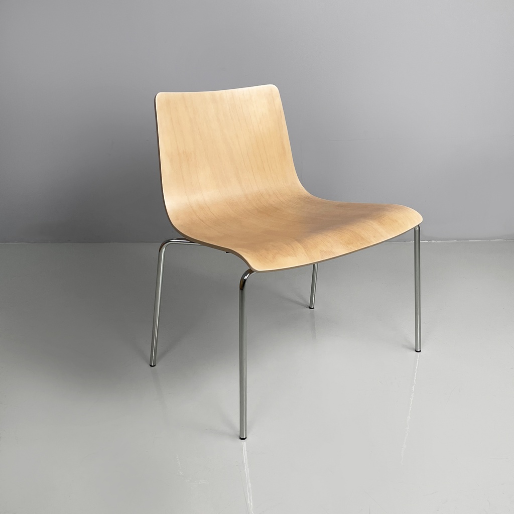 Sedia in legno chiaro e metallo, 1980 ca.