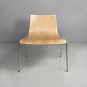 Sedia in legno chiaro e metallo, 1980 ca.