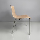 Sedia in legno chiaro e metallo, 1980 ca.