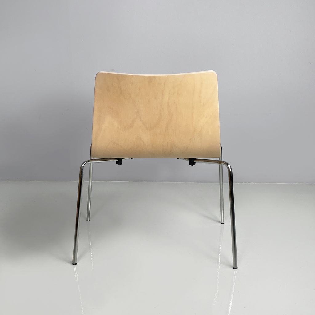 Sedia in legno chiaro e metallo, 1980 ca.