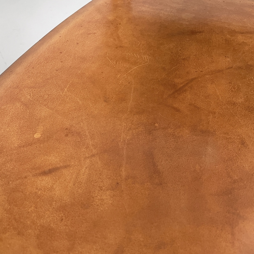 Sedie in legno nero e pelle marrone, 1980 ca.