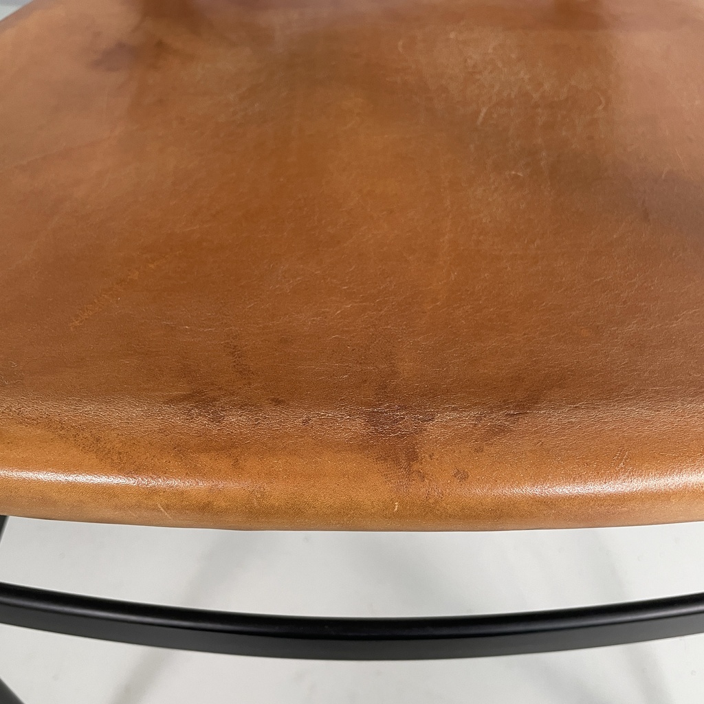 Sedie in legno nero e pelle marrone, 1980 ca.