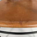 Sedie in legno nero e pelle marrone, 1980 ca.