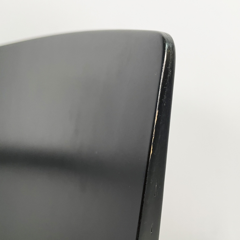 Sedie in legno nero e pelle marrone, 1980 ca.