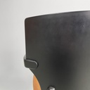 Sedie in legno nero e pelle marrone, 1980 ca.