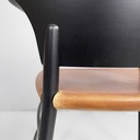 Sedie in legno nero e pelle marrone, 1980 ca.