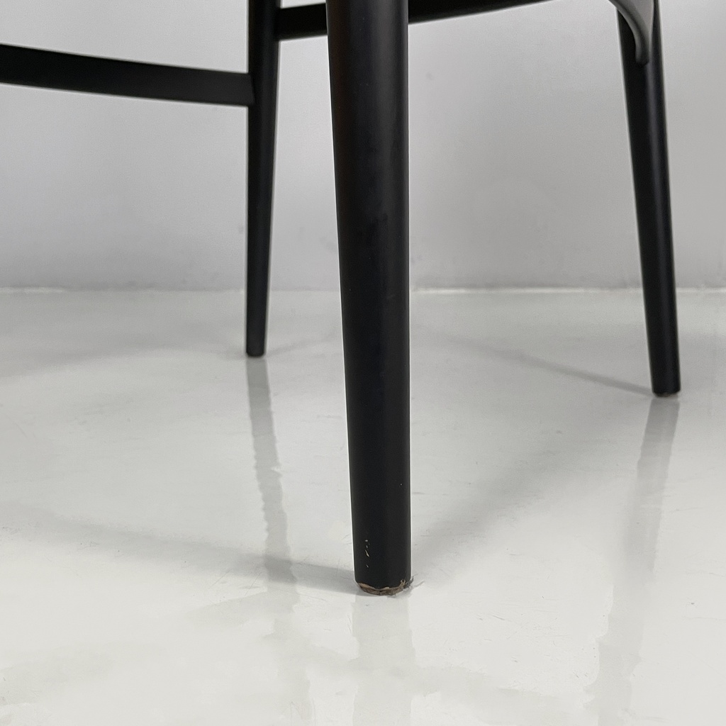 Sedie in legno nero e pelle marrone, 1980 ca.