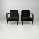 Poltrone in legno e velluto marrone, 1940 ca. 