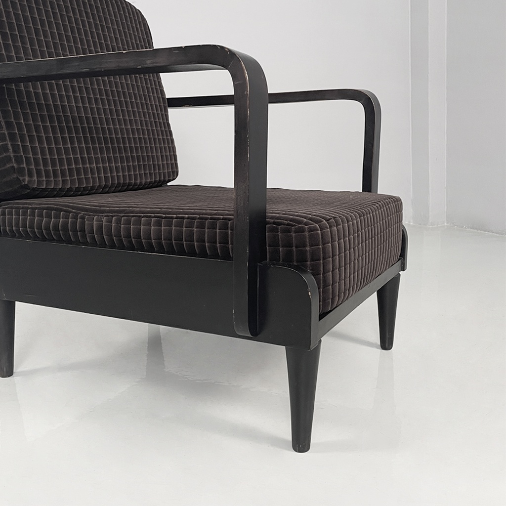 Poltrone in legno e velluto marrone, 1940 ca. 