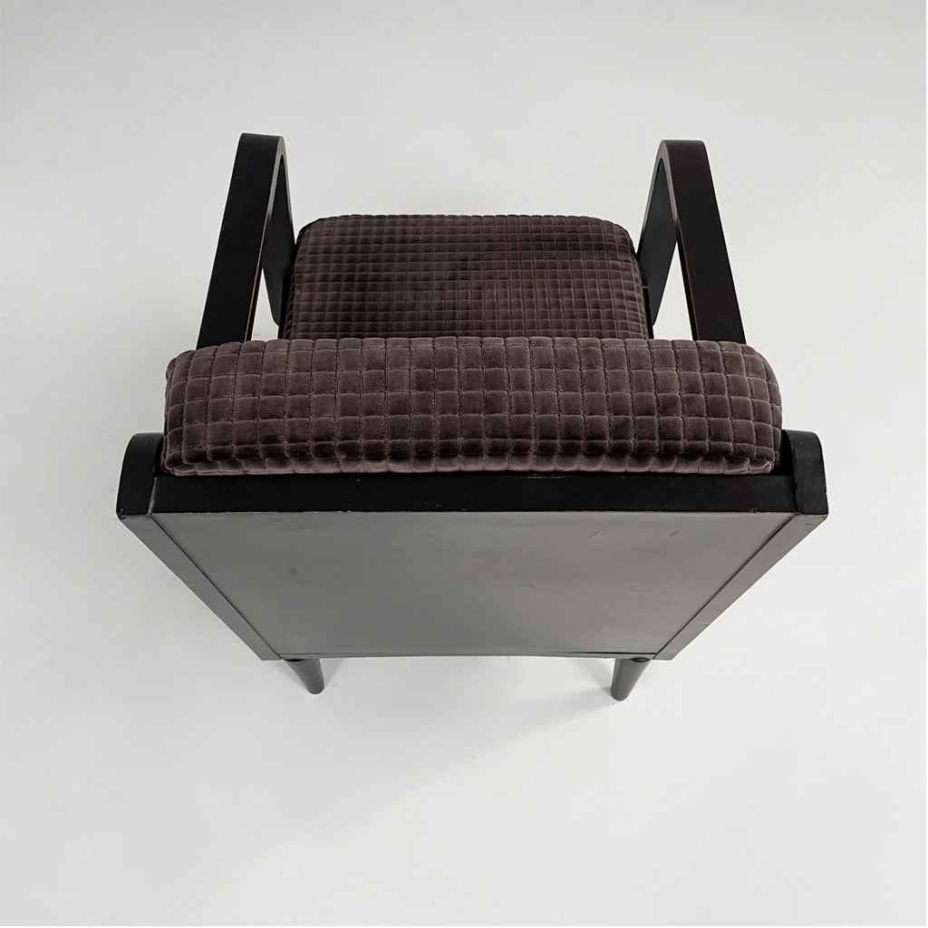 Poltrone in legno e velluto marrone, 1940 ca. 