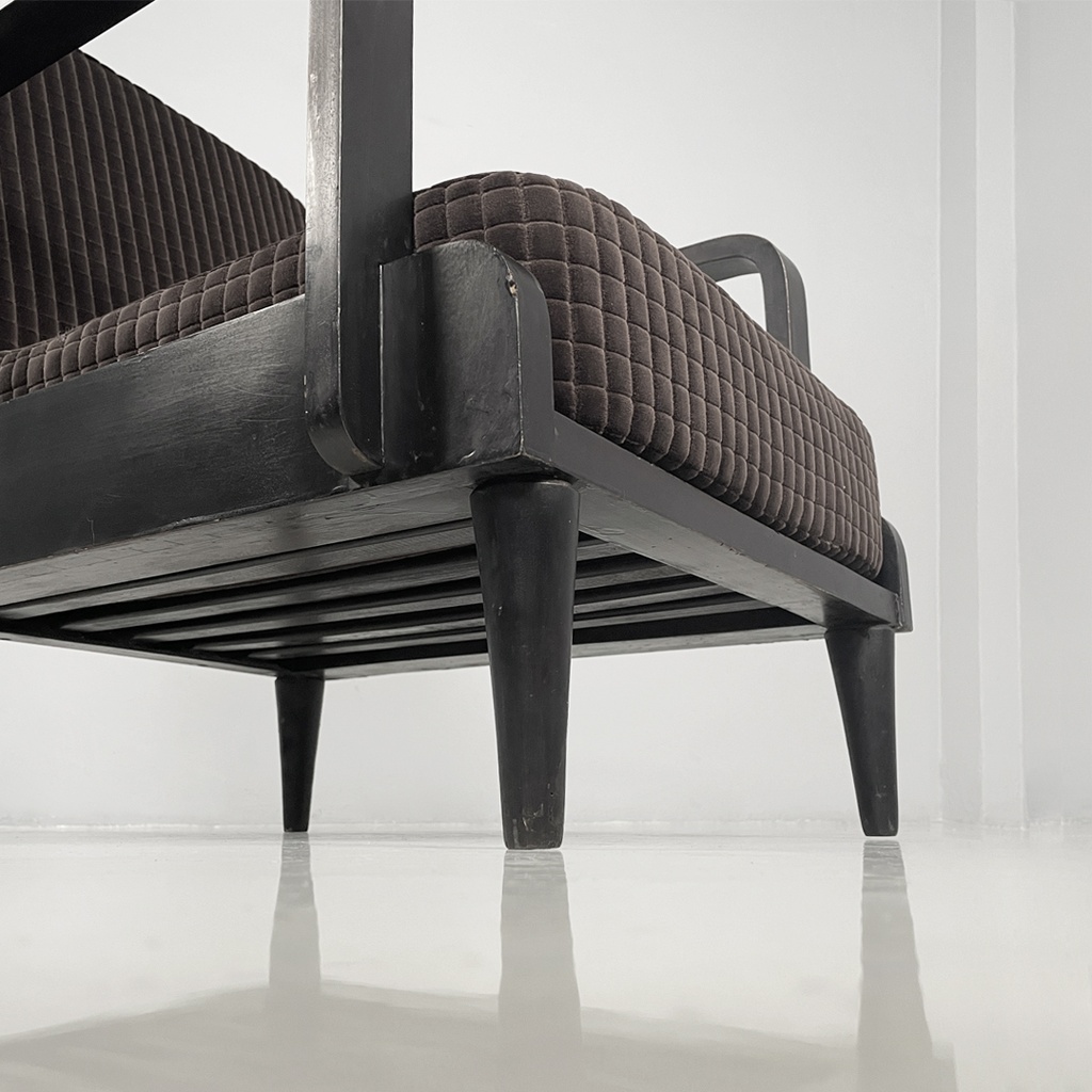 Poltrone in legno e velluto marrone, 1940 ca. 