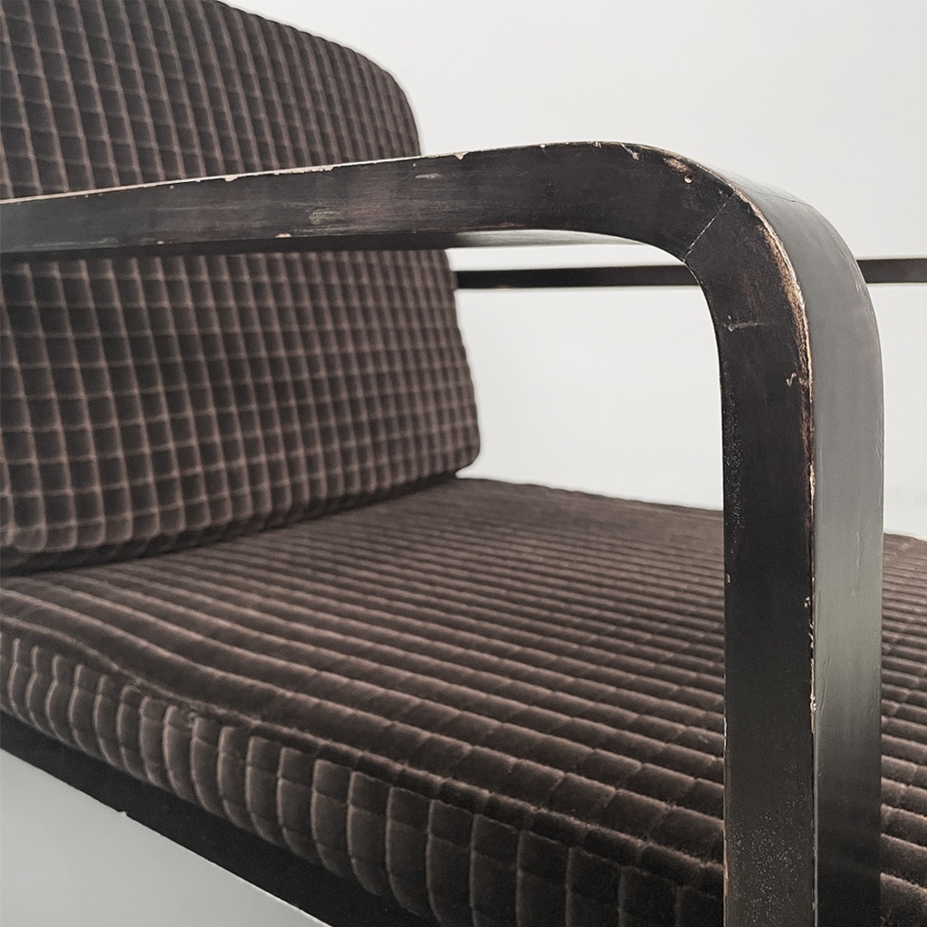 Poltrone in legno e velluto marrone, 1940 ca. 