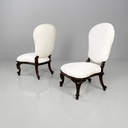 Poltrone in legno e tessuto bianco, 1930 ca.