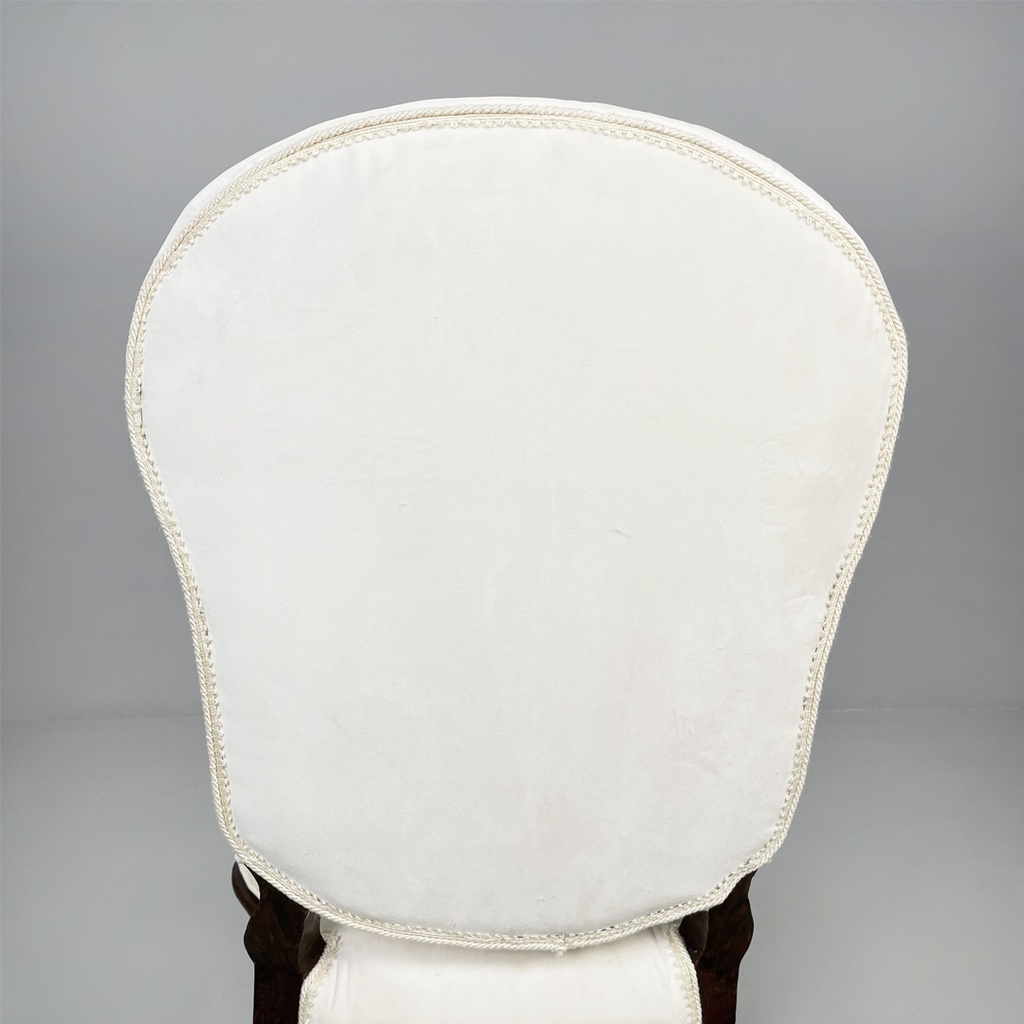 Poltrone in legno e tessuto bianco, 1930 ca.