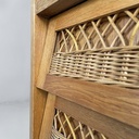 Cassettiera in legno e rattan, 1960 ca.