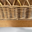 Cassettiera in legno e rattan, 1960 ca.