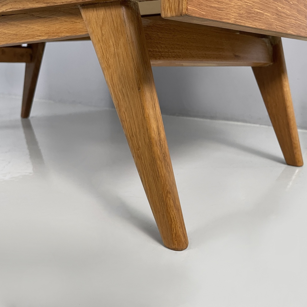 Cassettiera in legno e rattan, 1960 ca.