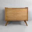 Cassettiera in legno e rattan, 1960 ca.