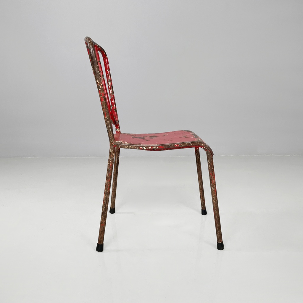 Sedie in metallo rosso, 1940 ca.