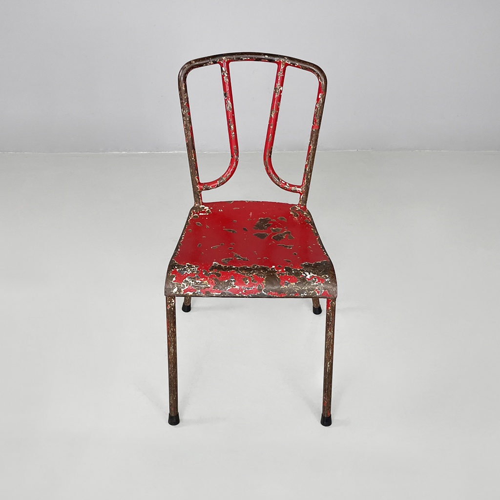 Sedie in metallo rosso, 1940 ca.