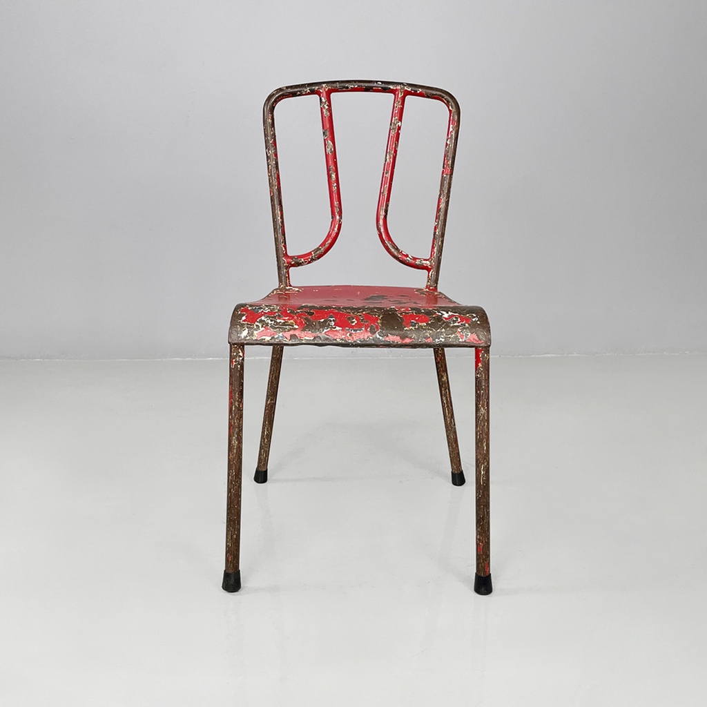 Sedie in metallo rosso, 1940 ca.
